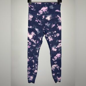 Lululemon Pink and Blue Tie-Dye Leggings with High-Rise Waistband